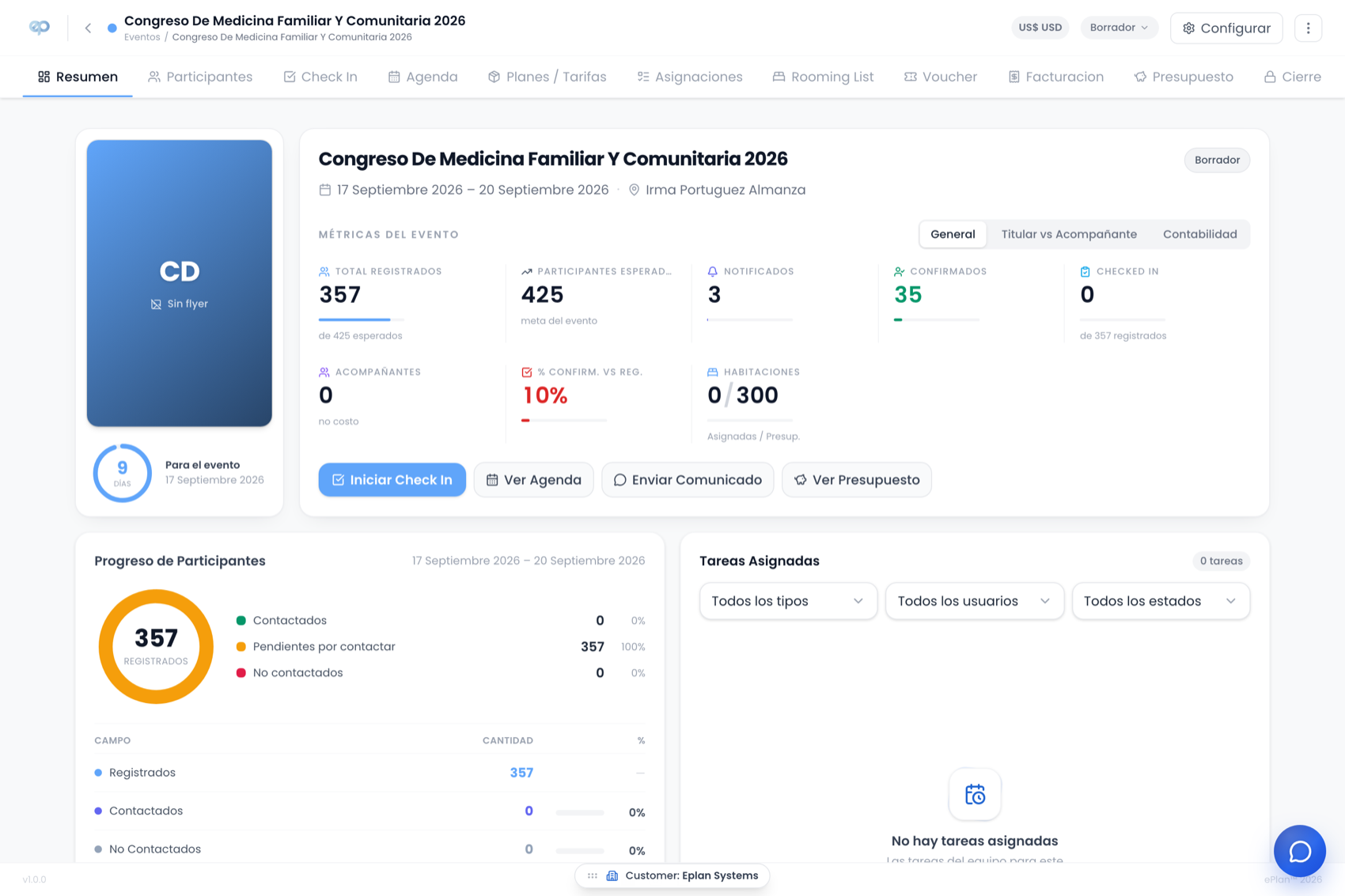 Consola de gestión de eventos ePlan